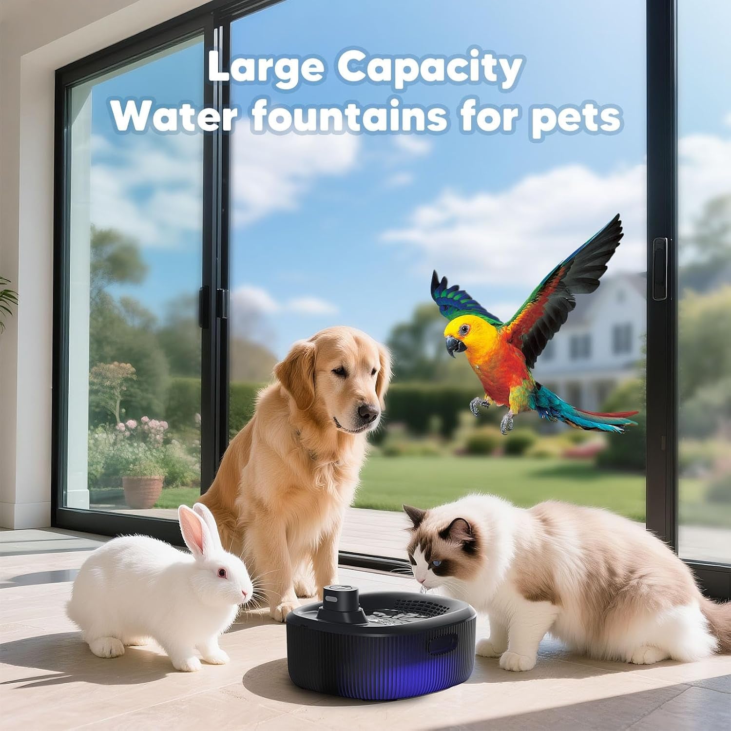 Wireless Dog Water Fountain for Large Dogs, 6L/205Oz Dog Water Bowl Dispenser with 5000Mah Battery Operated, W600 Pro Cordless Pet Fountain for Dogs&Cats with Motion Sensor, Ultra Quiet Pump