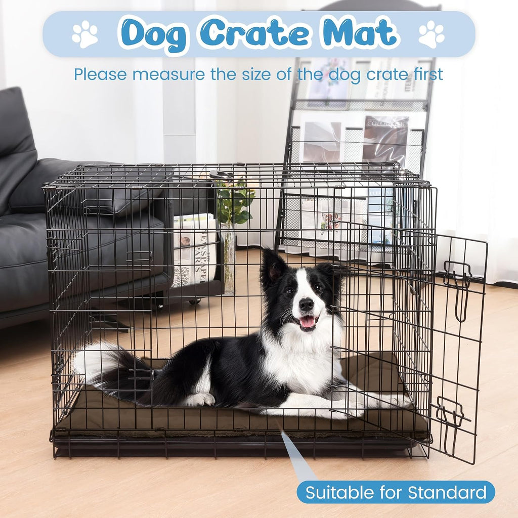 Dog Crate Pad, Washable Cozy Dog Bed Mat for Large Dogs 42"X28", Brown | Ultra Soft Fluffy Kennel Pad with Non-Slip Bottom, Comfortable Sleeping Pet Mat That Fits Most Crates, Sofas, Floors and Cars