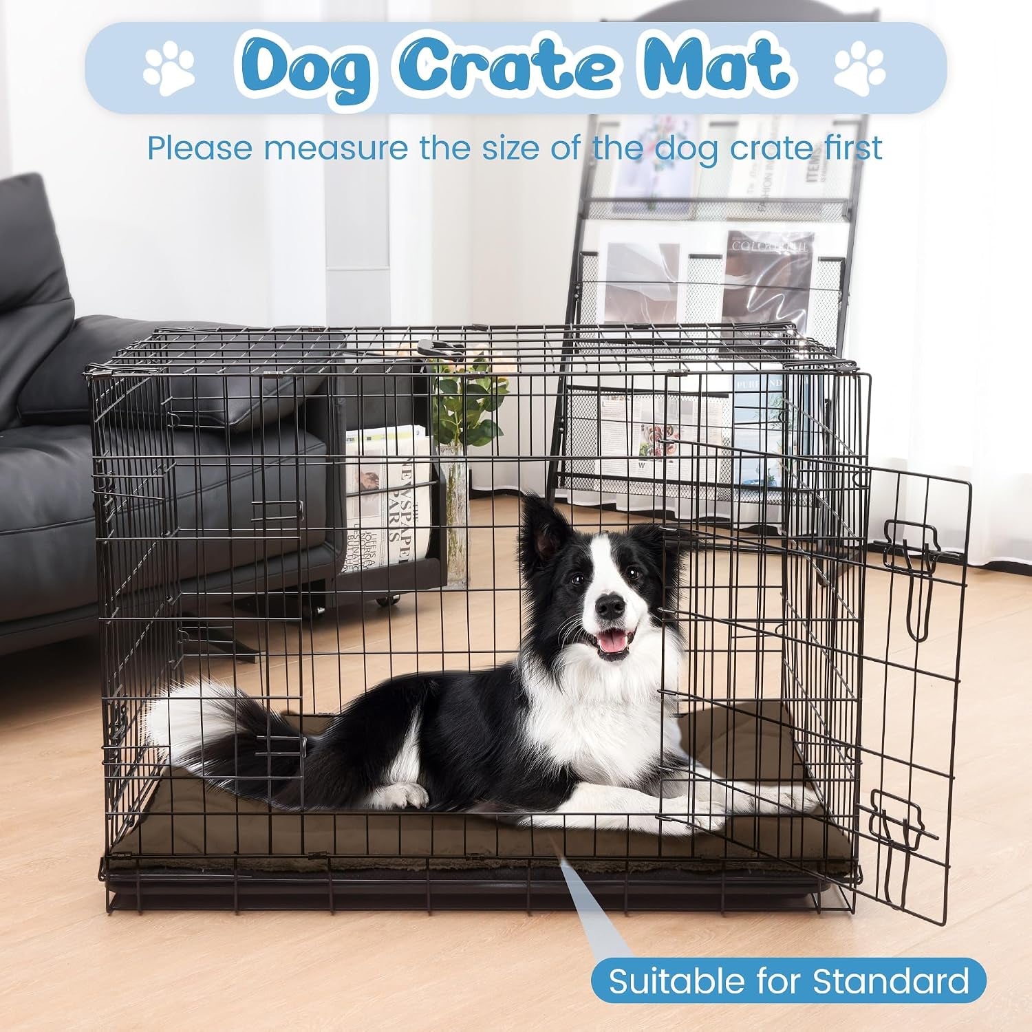 Dog Crate Pad, Washable Cozy Dog Bed Mat for Large Dogs 42"X28", Brown | Ultra Soft Fluffy Kennel Pad with Non-Slip Bottom, Comfortable Sleeping Pet Mat That Fits Most Crates, Sofas, Floors and Cars