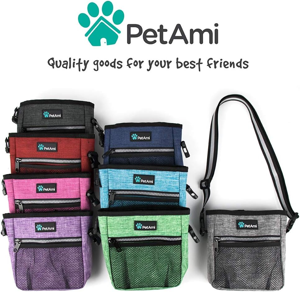 Dog Treat Pouch, Pet Treat Pouch for Training, Dog Walking Bag Holder for Kibbles, Pet Food Toy, Dog Trainer Essentials Supplies, Poop Bag Dispenser, 3 Ways to Wear (Green)