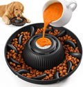 Slow Feeder Dog Bowls 2 in 1 Liquid Treat Dog Lick Mat Cat Bowl – anti Slip 5‑Cup Large Capacity Liquid and Kibble Food Treat Dispenser for Slowing down Eating for Large Medium Small Dogs (Black)