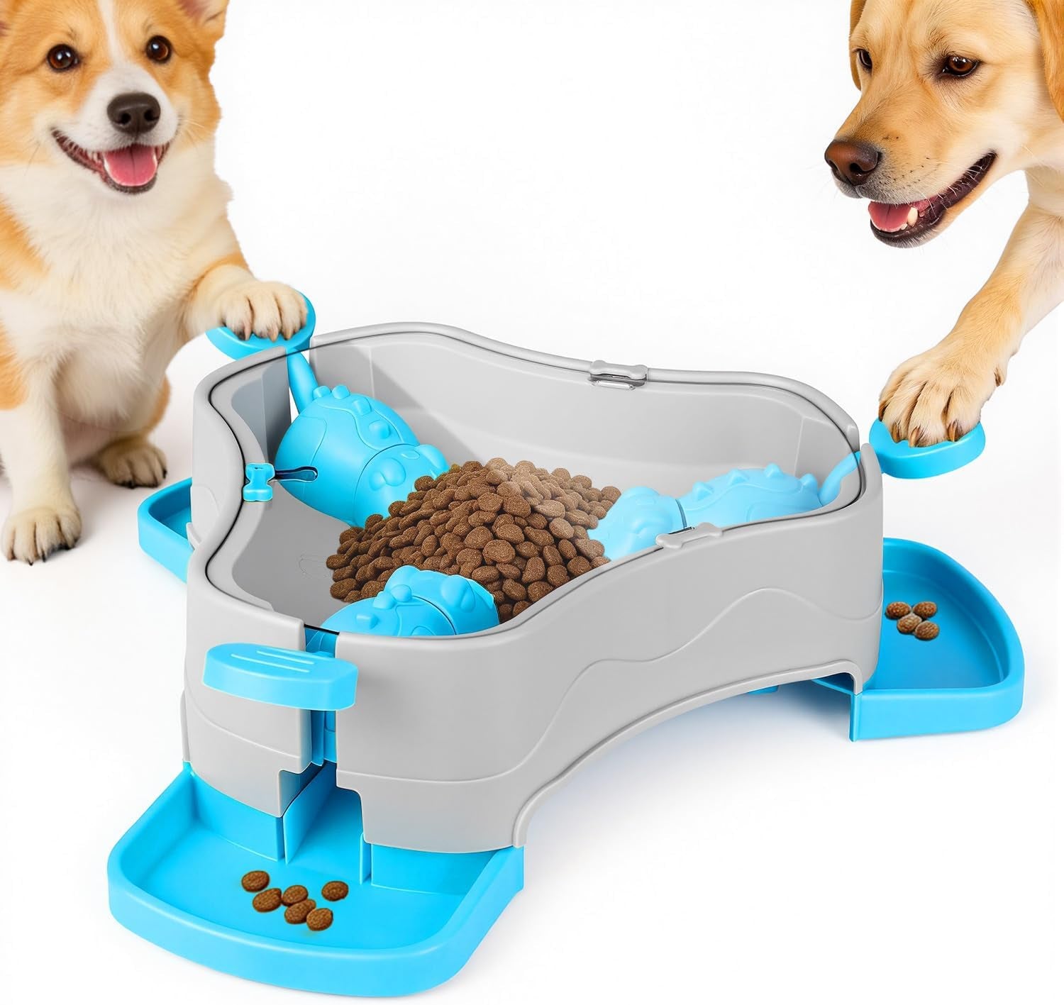 Dog Puzzle Toy, 3-In-1 Interactive Dog Puzzle Toys Press-Type Dog Treat Dispenser Toy Dog Enrichment Toy No-Slip Slow Feeder Interactive Brain Training Toys for Smart Dog Cats, 3 Colors