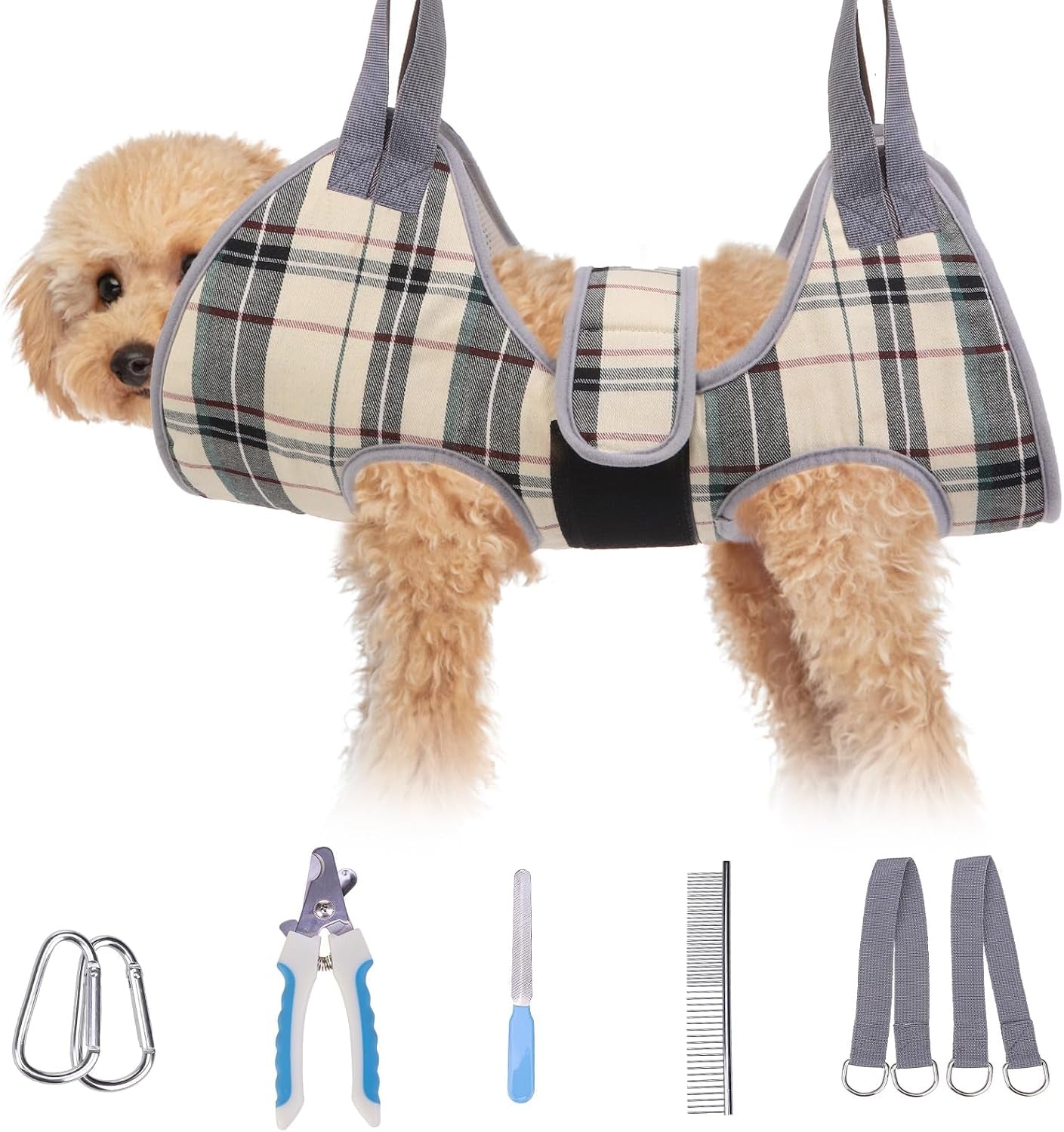 Dog Grooming Hammock for Small Dogs Cat- Dog Sling for Nail Trimming/Clipping- Dog Hanging Harness Holder with Thick Fabric Neck Support & Strap Restraint Claw Care, Pink XS