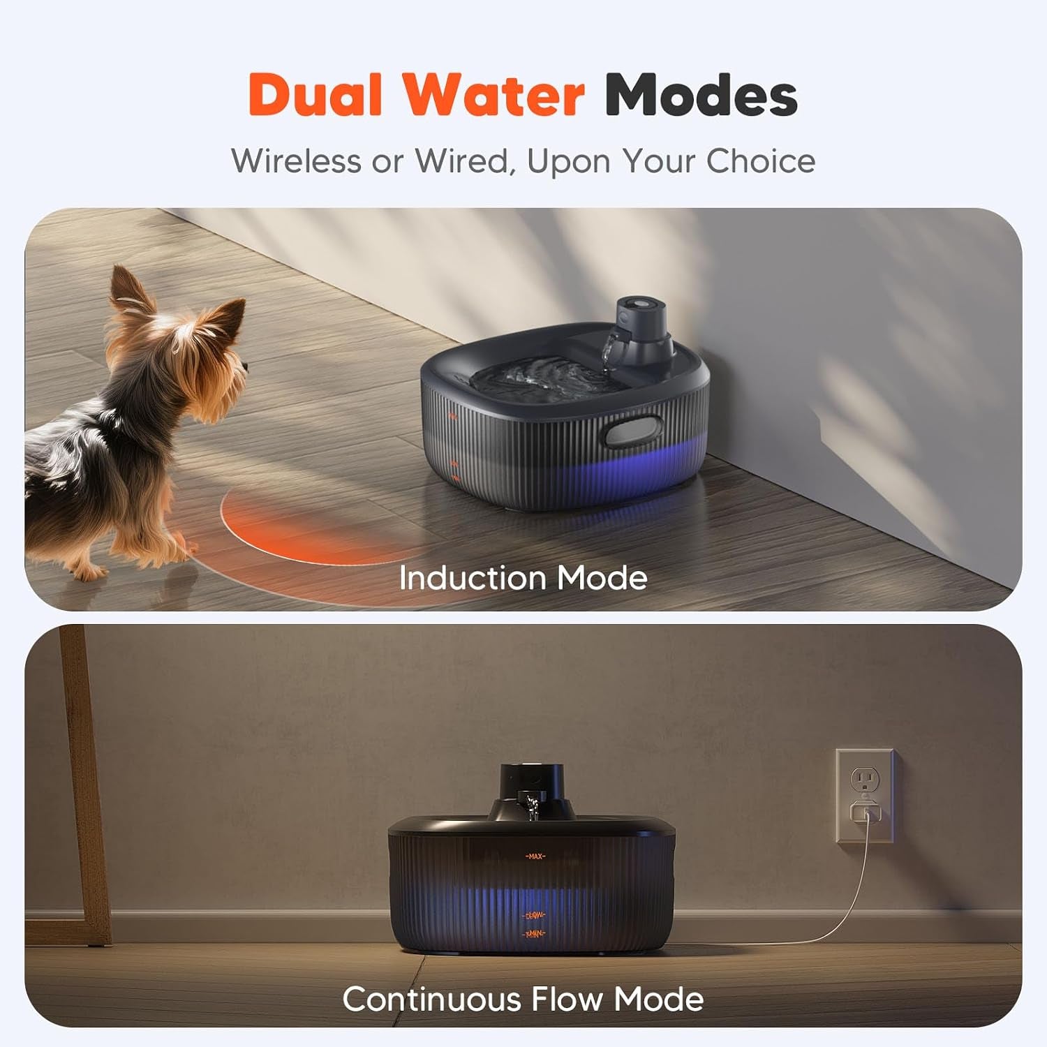 Wireless Dog Water Fountain for Large Dogs, 6L/205Oz Dog Water Bowl Dispenser with 5000Mah Battery Operated, W600 Pro Cordless Pet Fountain for Dogs&Cats with Motion Sensor, Ultra Quiet Pump