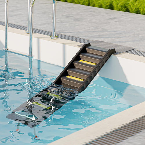 Foldable Dog Pool Ramp with 33" Legs for Free Height Adjustment,Safe & Easy Access Dog Water Ramp for Pool, Pool Ramp for Dogs up to 200Lbs (Black)