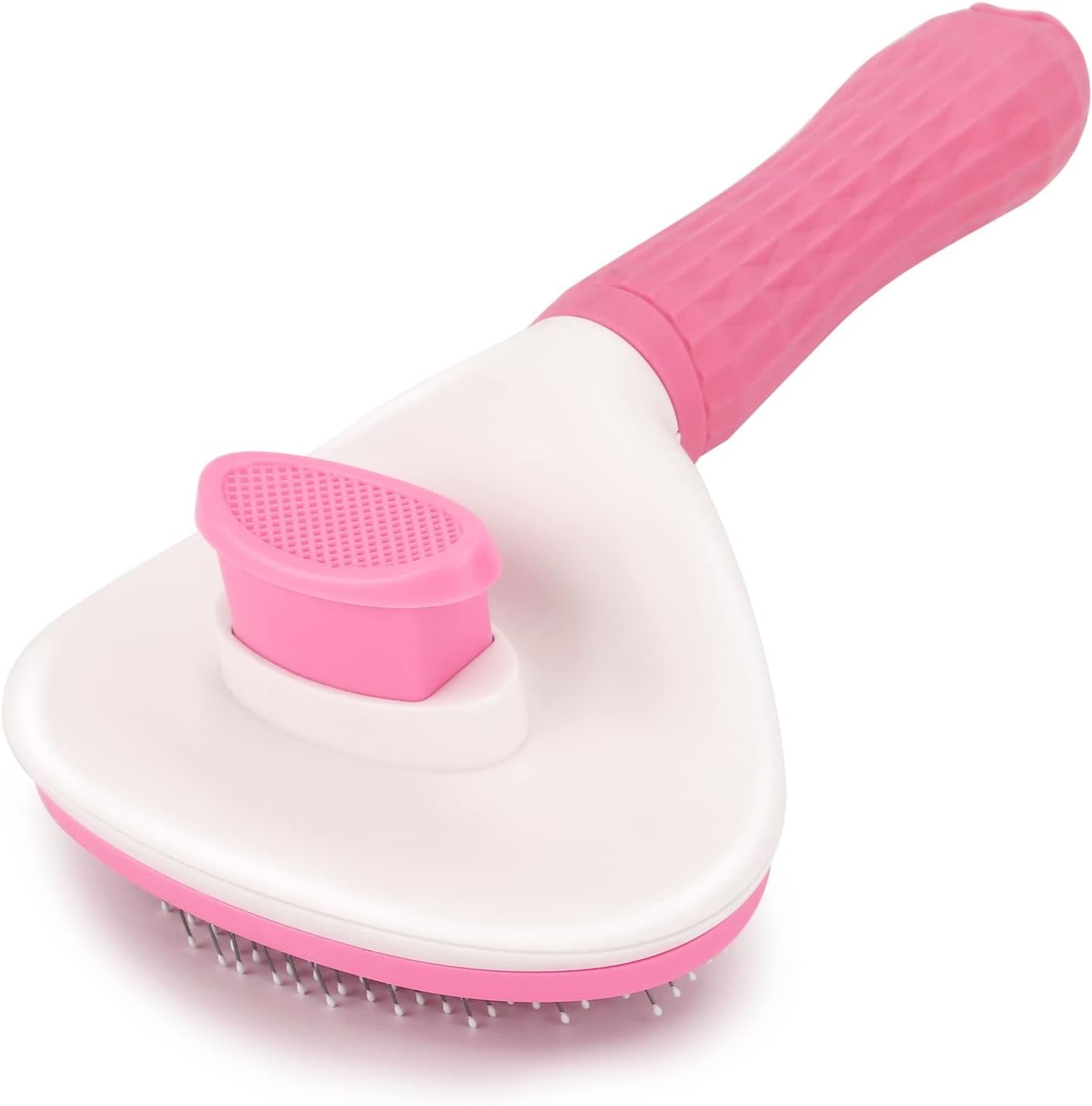 Cat Brush for Shedding, Skin Friendly Self-Clean Dog Slicker Brush | Removes Loose Undercoat, for Dogs Cats Rabbits Long & Short Hair, Pet Grooming Tool with Rounded Tips, Ergonomic Handle, Gray
