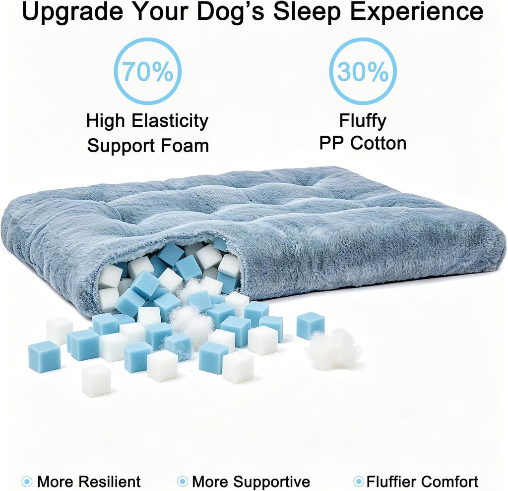 2 Pack Dog Bed, Washable Deluxe Plush Dog Crate Beds with Anti-Slip | Comfy Kennel Pad Pet Sleeping Mat for Large, Medium and Small Dogs