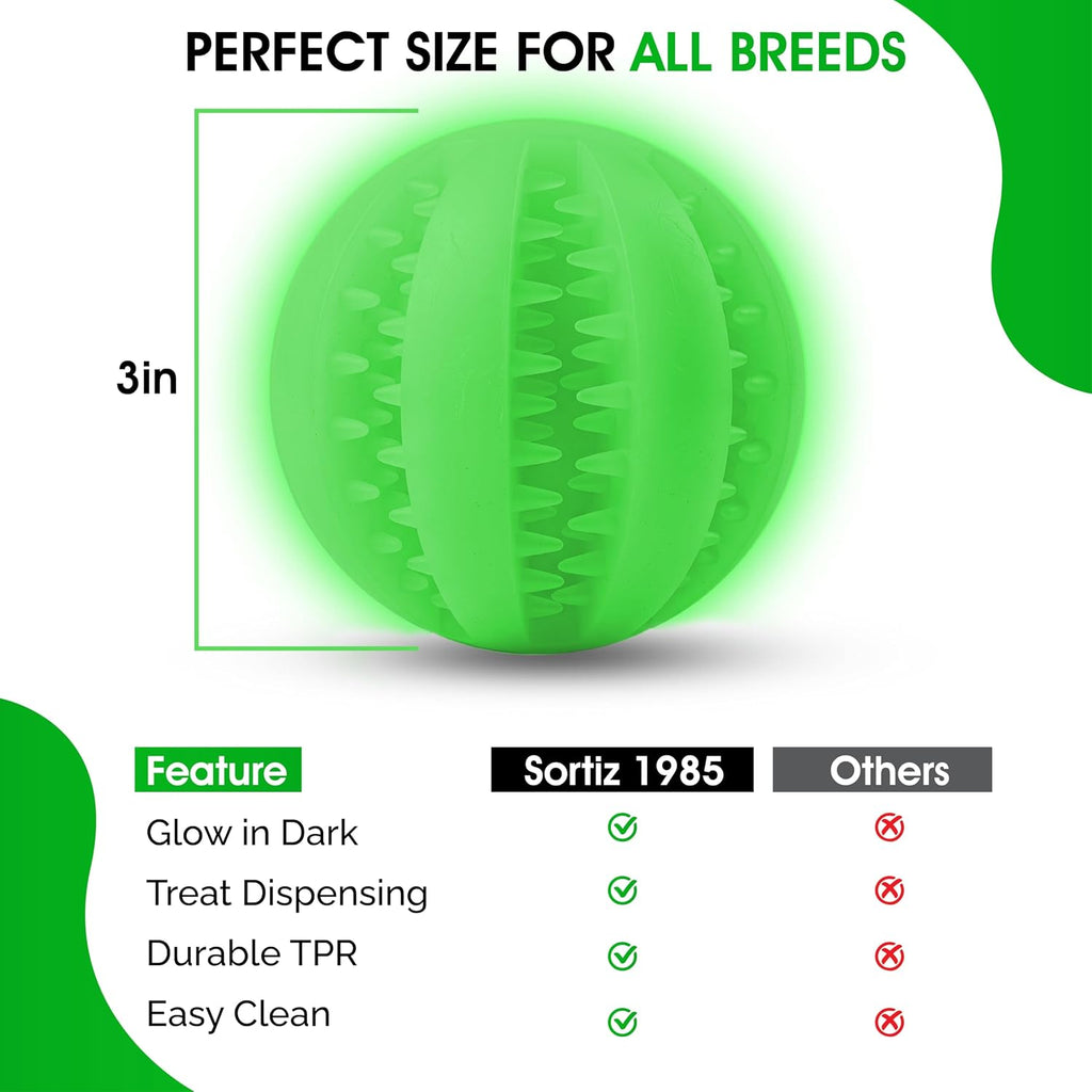 Treat Ball for Dogs, Glowing Dog Ball Toy, Interactive Treat Dispensing Dog Toys for Chewers,Dog Fetch Ball, Glow in the Dark Light up Ball for Dog, Slow Feeder IQ Training Toy, Dog Treat Toy