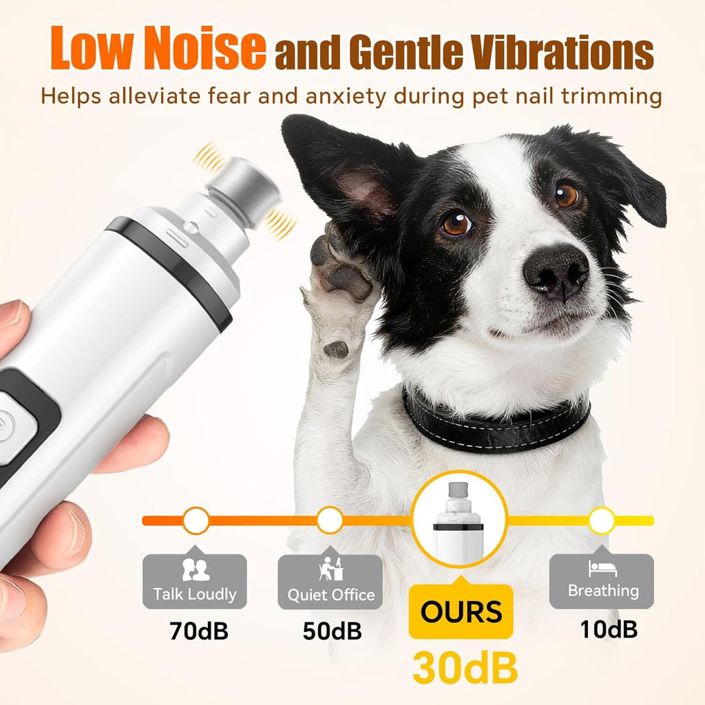 Dog Nail Grinder Electric Powerful 3 Speeds Dog Nail Clippers with Lights Quiet Cat Nail Clipper Painless Care Trimmers Tools for Small Medium Large Dogs and Cats (Black)