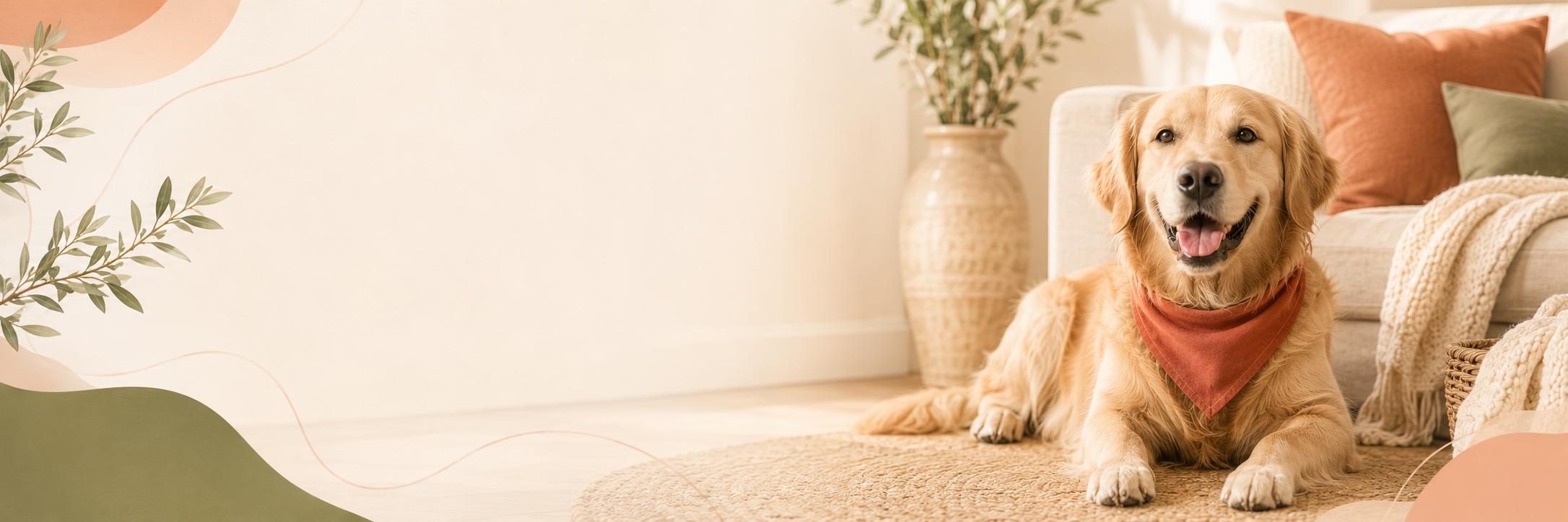 Golden retriever resting in a cozy home setting for calmer routines, easier walks, and happier pups.
