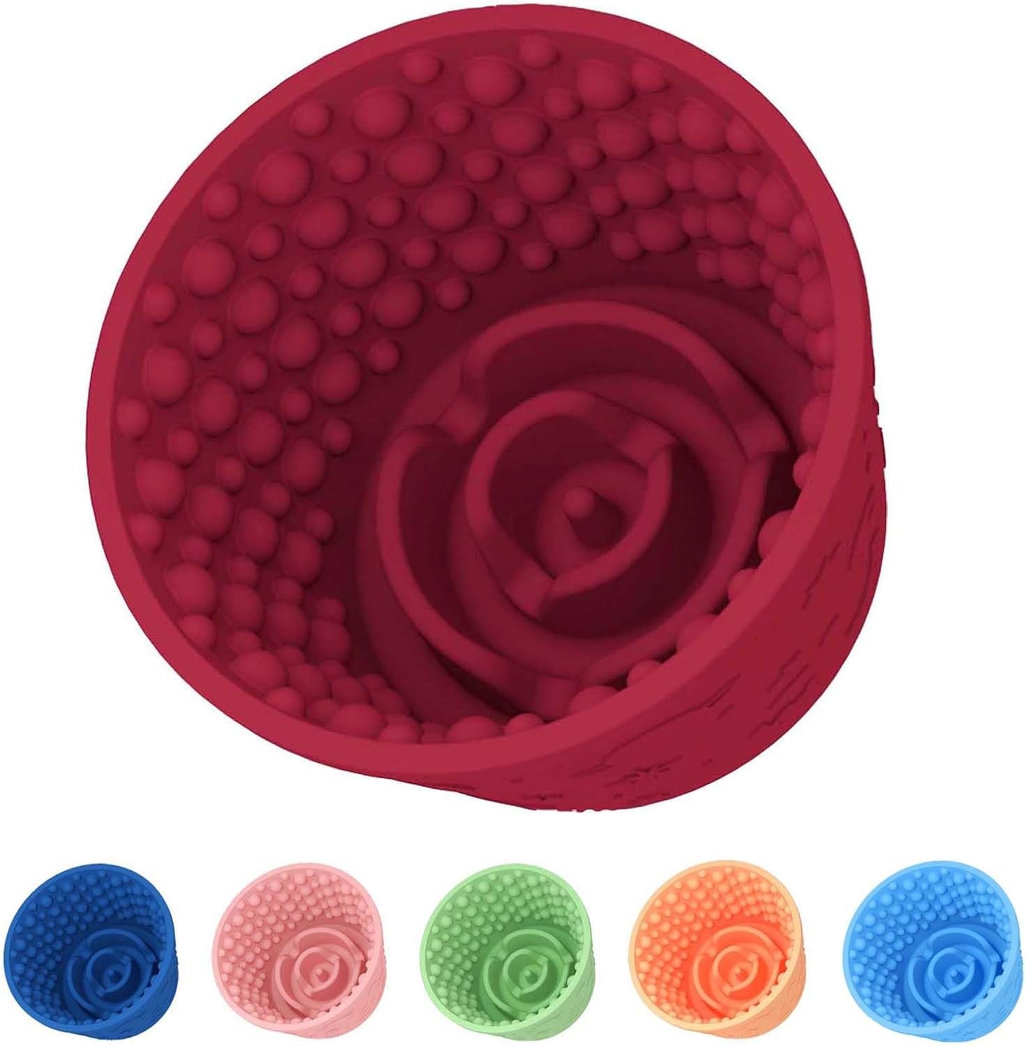 Dog Slow Feeder Lick Bowl, Non-Slip Dog Licking Treat Dispenser, Slow Feeder Bowls for Small Medium Large Breed Dogs, Anxiety Relief & Anti-Choking, BPA Free Silicone (Dark Blue, 1.6 Cup)