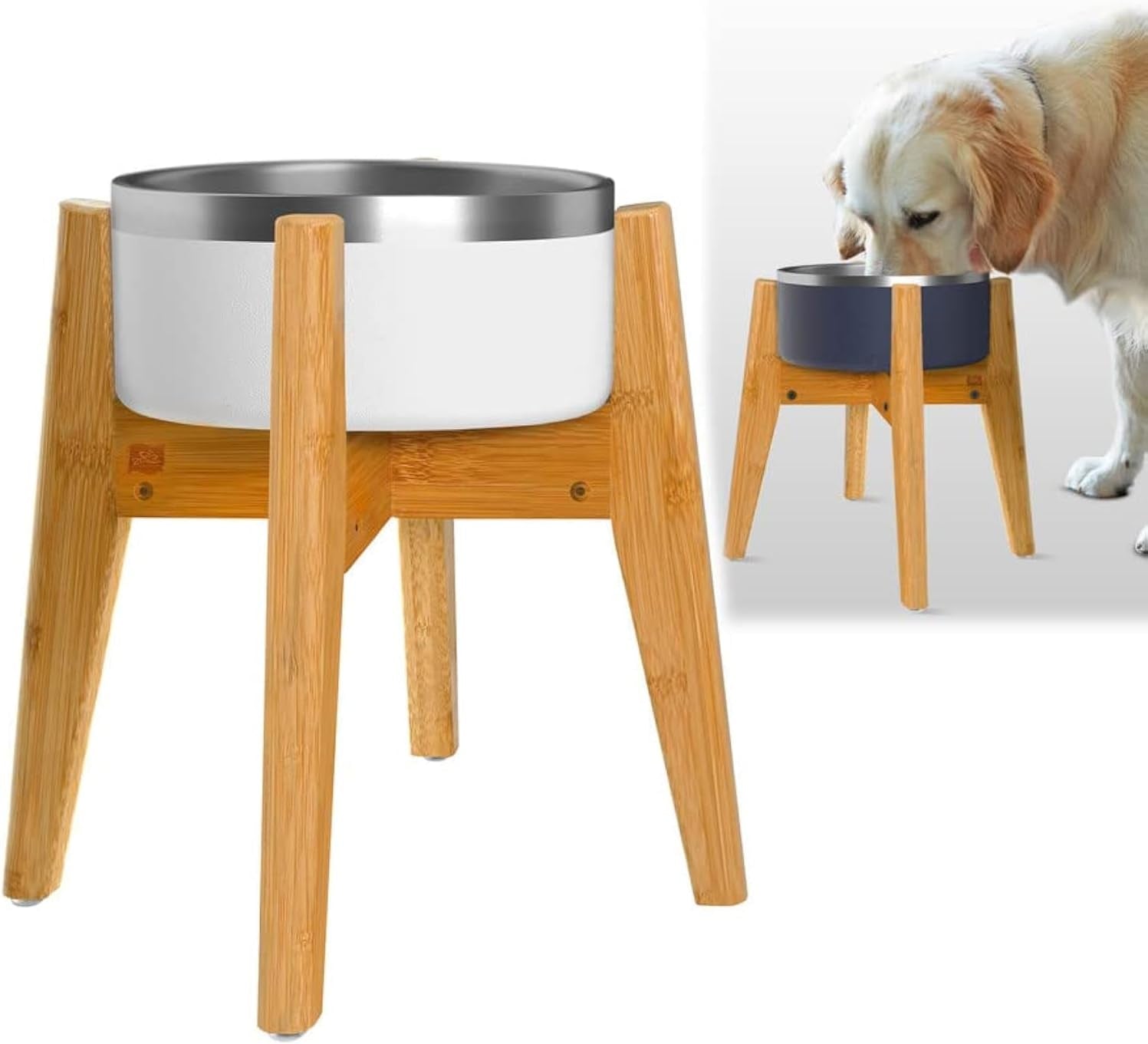 Dog Bowl Stand (12-Inch High) - Ideal for Large Breeds, Adjustable, Elevates, Raises Pet Food Feeders, Water Dishes, Fountains - (Bowls Not Included)