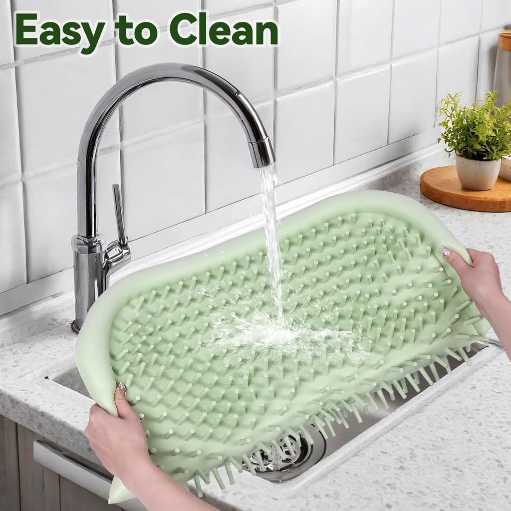 Snuffle Mat for Dogs, 23.6" X 23.6" Silicone Dog Feeding Mat Sniffing Interactive Feeding Game Encourages Natural Foraging Slow Feeder for Small/Medium/Large Dogs, Indoor & Outdoor (Green)