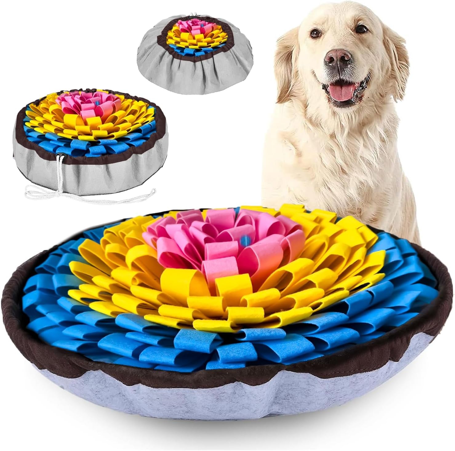 Snuffle Mat for Dogs - Adjustable Interactive Puzzle Toy for Large & Small Breed Slow Feeder for Mental Stimulation & Stress Relief Encourages Natural Foraging Ideal for Indoor & Outdoor Use