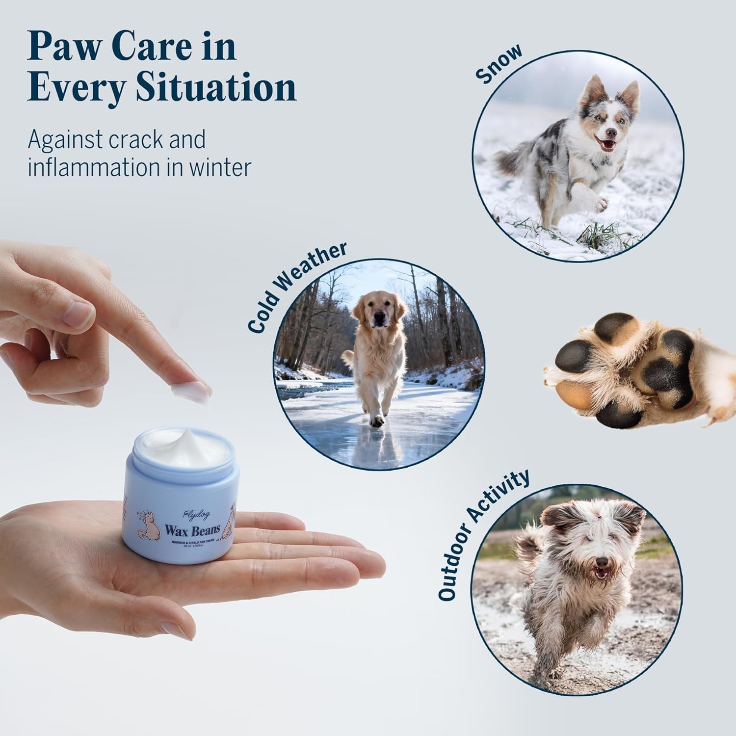Lick-Safe Dog Paw Cream – Non-Greasy Paw Pad and Nose Balm for Dogs, Fast-Absorbing Avocado Plant Formula, Winter Paw Balm for Outdoor Dry Cracked Pads & Snout (50Ml)