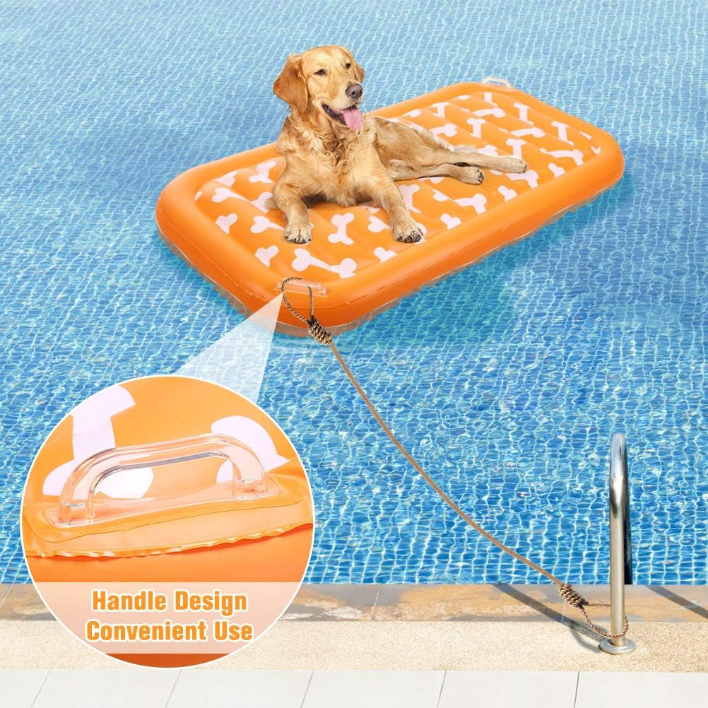 Inflatable Dog Pool Float - Large Ride on Pool Raft Toy for Pet, Summer Swiming Pool or Lake Water Games for Small to Large Dogs, Floating Raft with Cute Paw Design