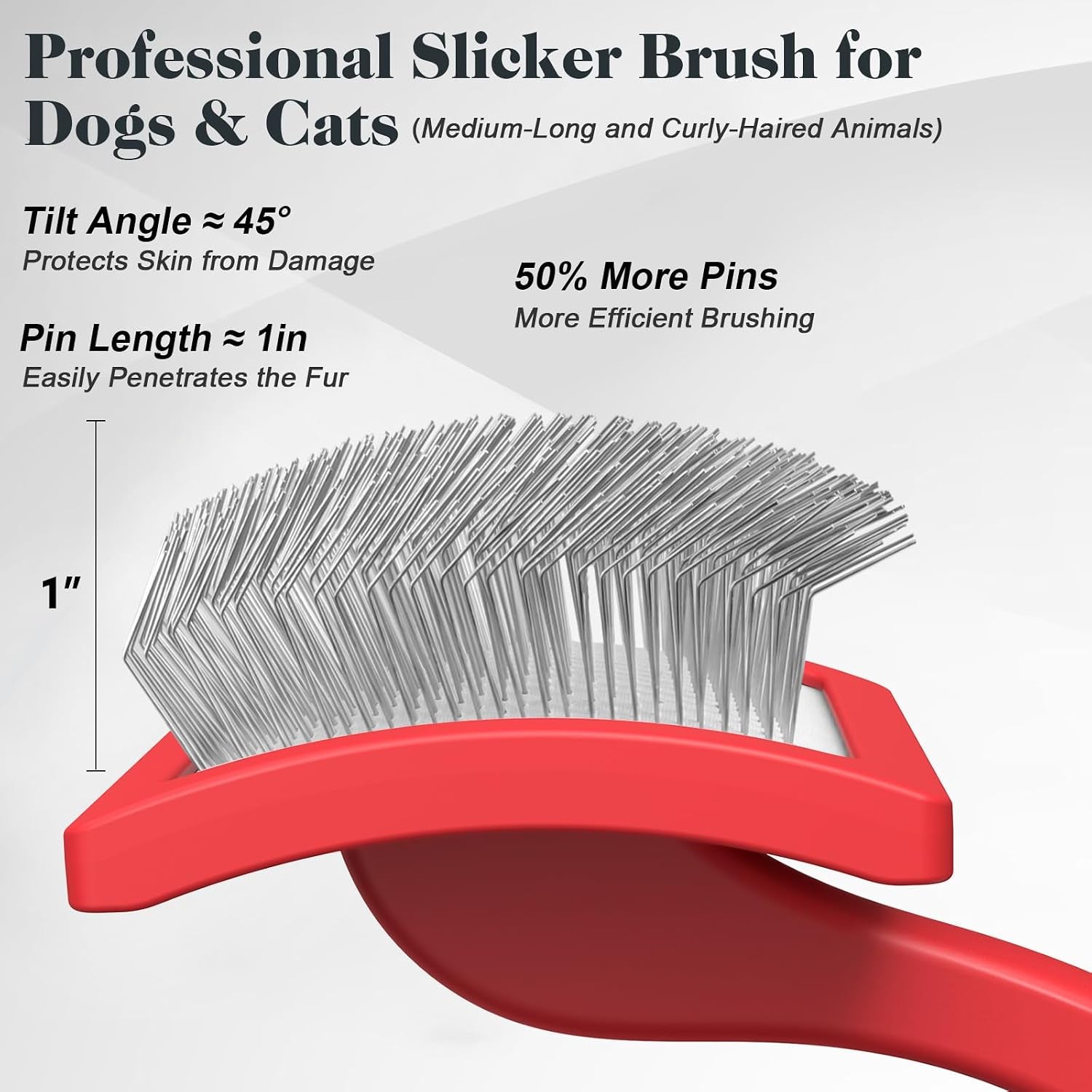 2PCS Slicker Brush for Dogs & Pet Comb,Professional Dog Grooming Brush (Red, Large)