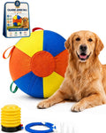 10/18/22" Herding Ball for Dogs Durable Tear Resistant Inflatable Jumbo Calming Toy Heavy Duty Handle Cover Pump Outdoor Play Exercise Training Large Breeds Border Collie Cattle Dog Waterproof (22IN)