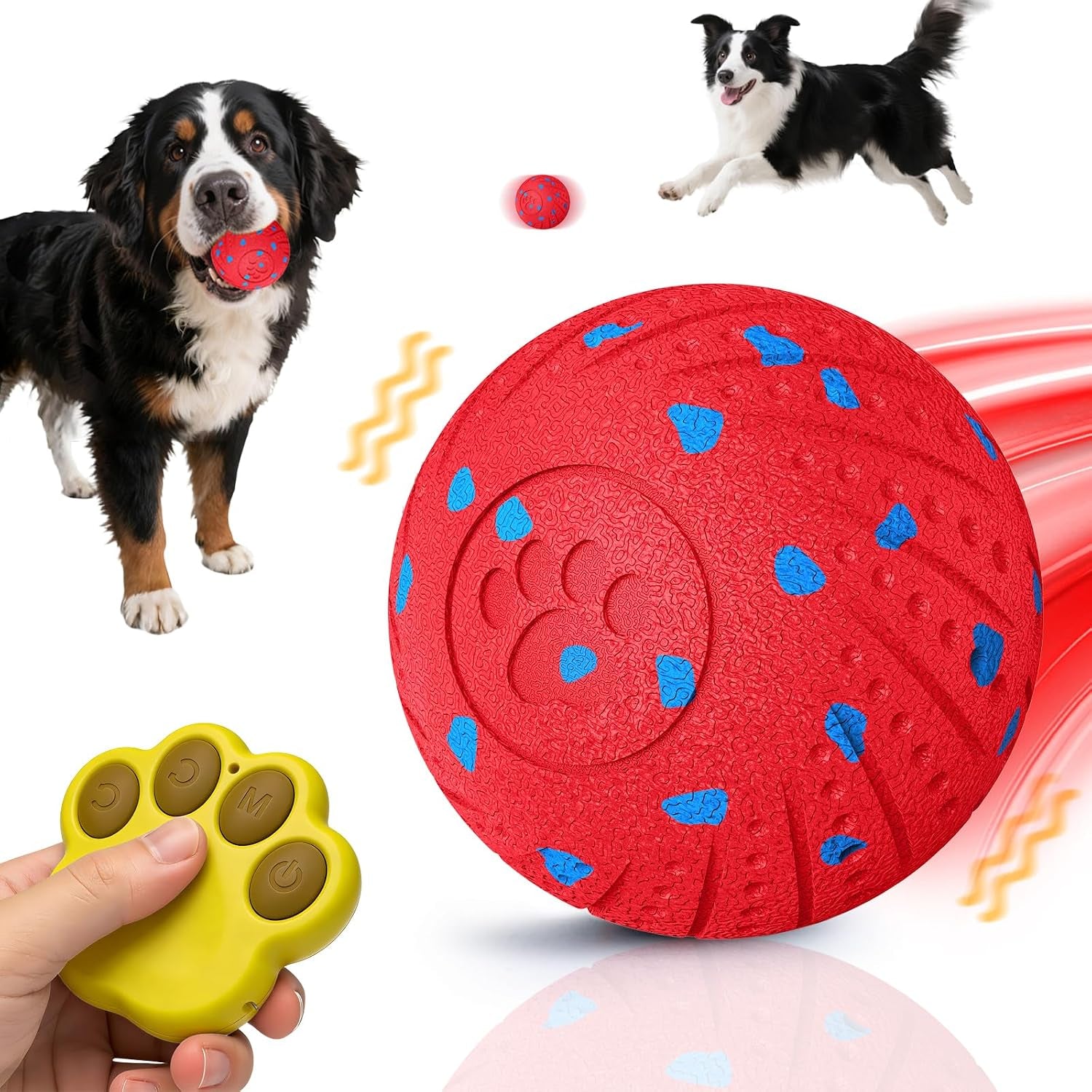 Interactive Dog Toy Ball with Remote: Automatic Bouncing, Vibration and Jumping Action Interactive Toy, Durable Duraspin for Aggressive Chewers, Rechargeable, for Indoor & Outdoor Use Orange.