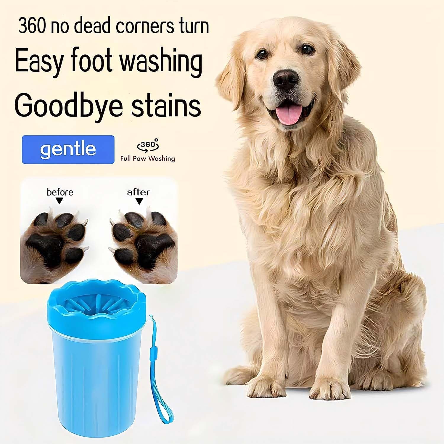 Dog Paw Cleaner,Washer,Pets Foot Wash Cup-Pet Foot Cleaner for Small Medium Large Breed Dogs/Cats Pet Clean Paws Miracle Portable Tool(With 1 Towel& 1Brush) Blue