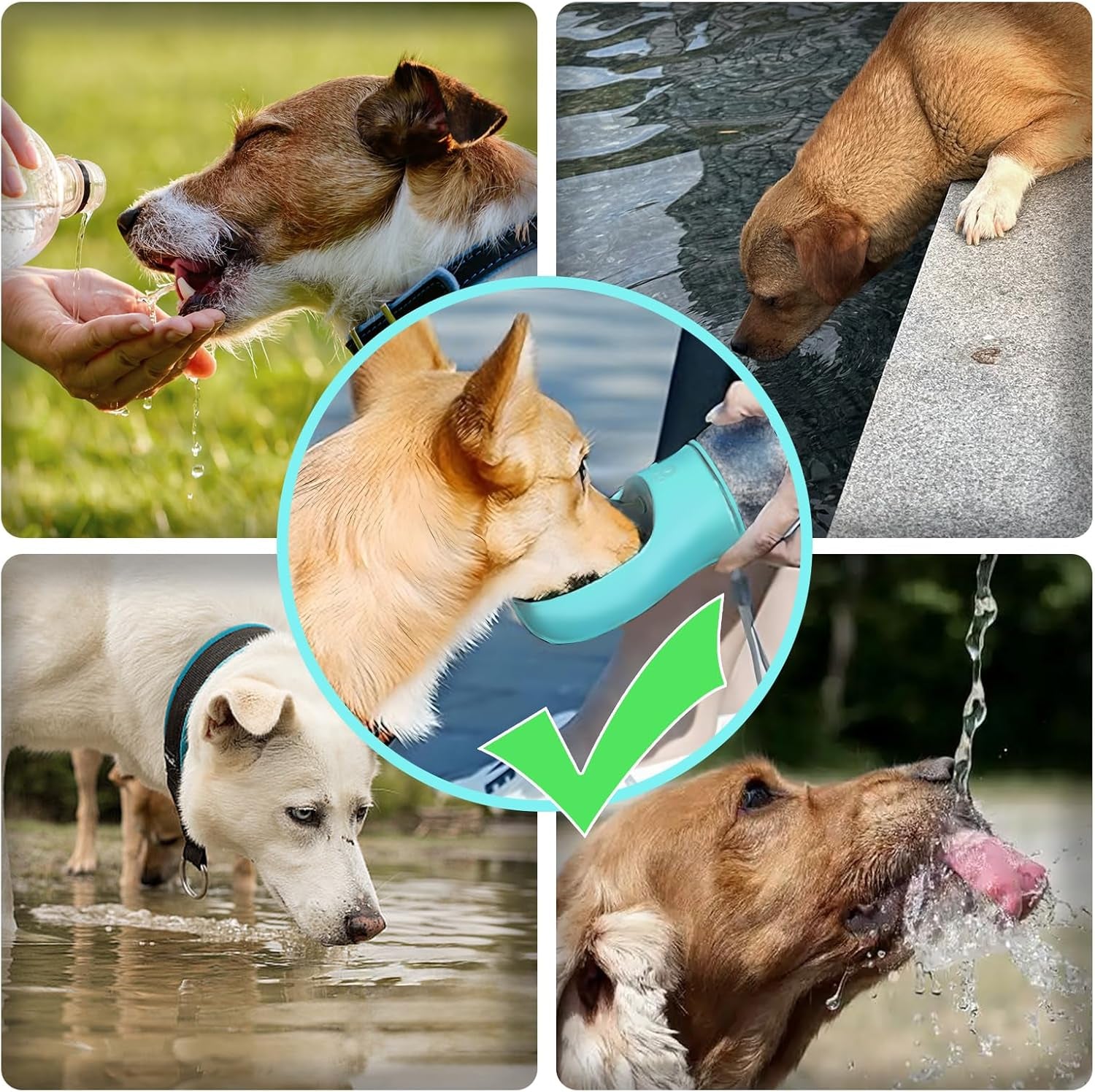 Dog Water Bottle,Leak Proof Portable Puppy Water Dispenser with Drinking Feeder, Dog Walking Accessories for Pets Outdoor Walking, Hiking, Travel, Food Grade Plastic