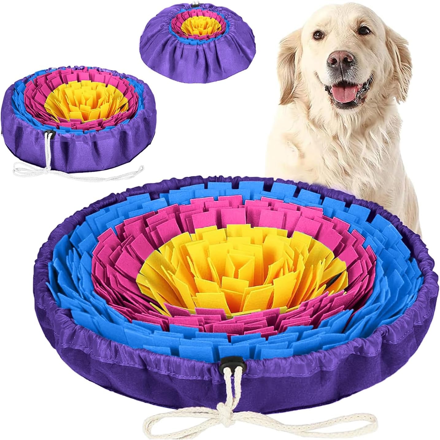 Snuffle Mat for Dogs - Adjustable Interactive Puzzle Toy for Large & Small Breed Slow Feeder for Mental Stimulation & Stress Relief Encourages Natural Foraging Ideal for Indoor & Outdoor Use