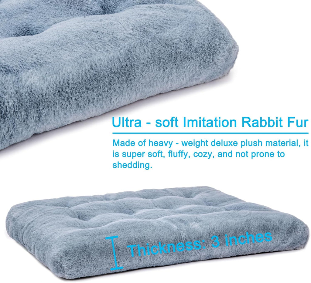 2 Pack Dog Bed, Washable Deluxe Plush Dog Crate Beds with Anti-Slip | Comfy Kennel Pad Pet Sleeping Mat for Large, Medium and Small Dogs