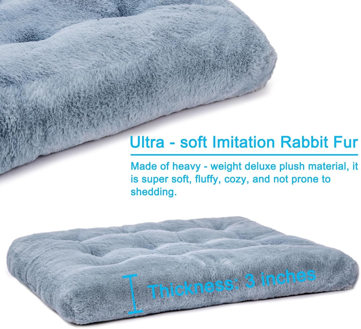 2 Pack Dog Bed, Washable Deluxe Plush Dog Crate Beds with Anti-Slip | Comfy Kennel Pad Pet Sleeping Mat for Large, Medium and Small Dogs