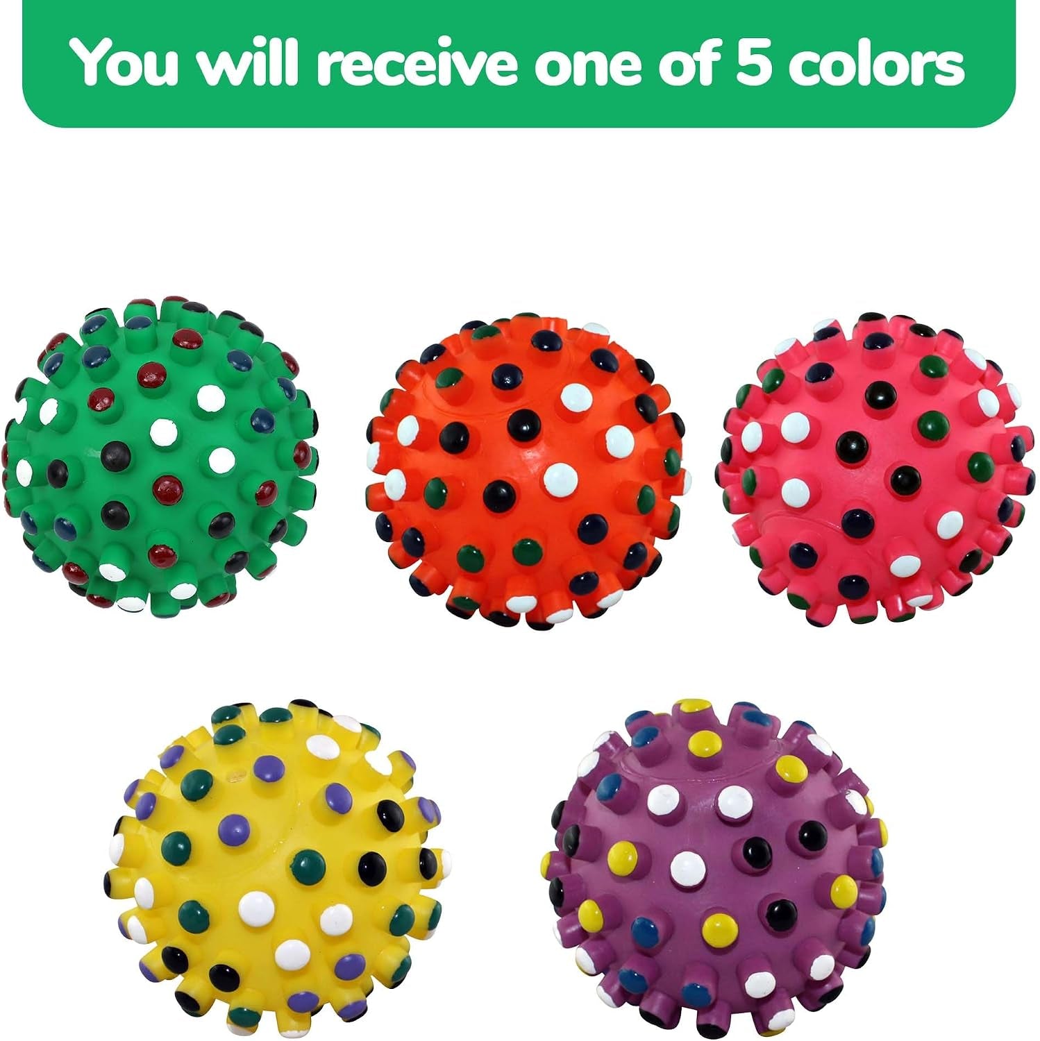Vinyl Gumdrop Ball Dog Toy with Squeaker - Colorful and Interactive Dog Chew Toy, Floats in Water, Made from Durable, Non-Toxic Natural Rubber, Great for Dogs and Puppies, 5In, Assorted Colors