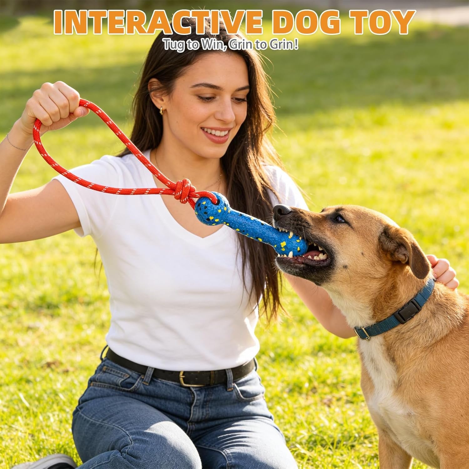 Floating Dog Pool Toys, Tough Interactive Water Fetch Bumpers with Durable Rope for Small Medium Large Dogs, 2 Pack Bright Dog Chew Toys Summer Outdoor Training Teething, Yellow&Blue