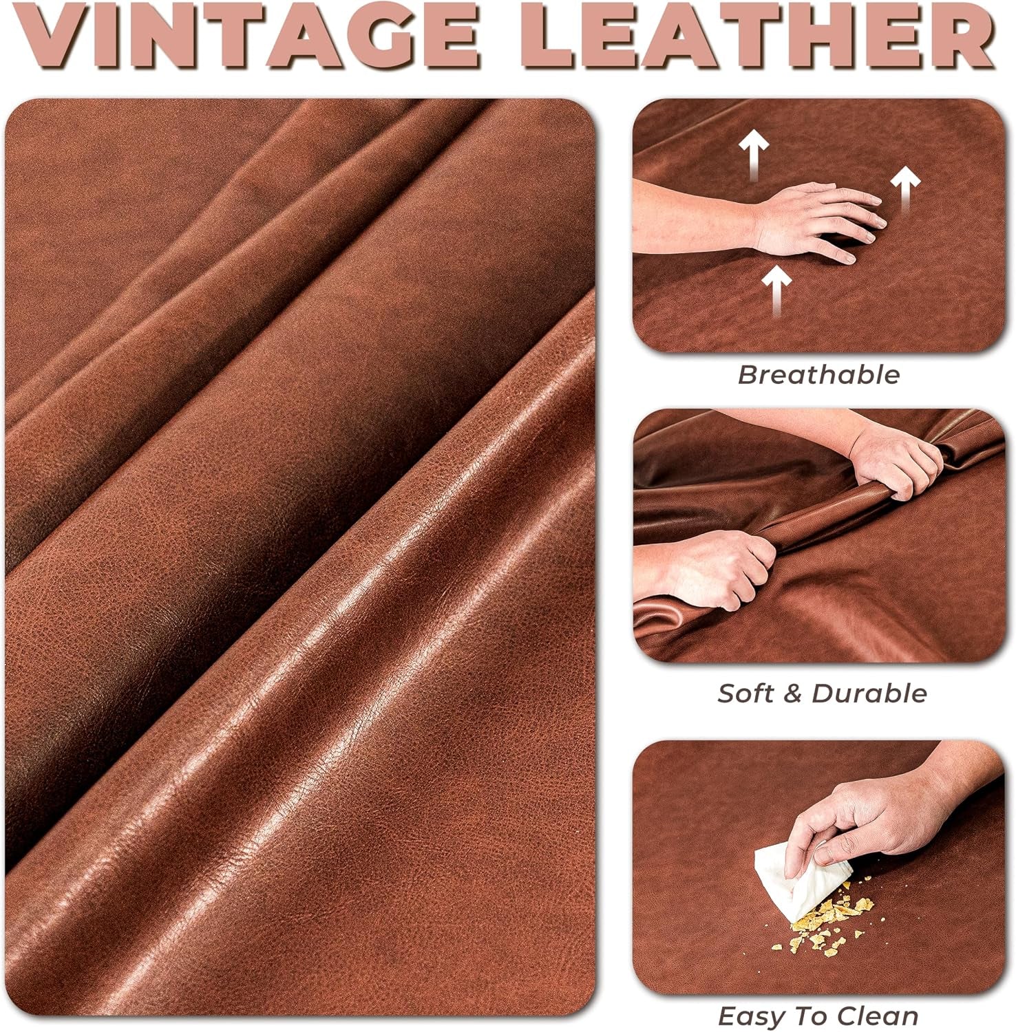 Large Leather Dog Sofa Pet Bed Couch for Large and Medium Dogs under 70 Lbs | Brown Luxurious Vintage Elevated Dog Sofa, Chaise Indoor Furniture Style Pet Supplies Low Maintenance
