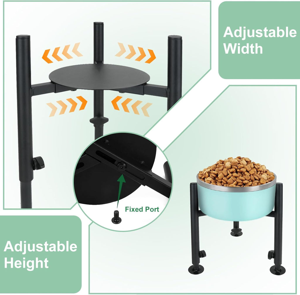 Elevated Dog Bowl Stand, Fits 6-10In Bowls Raised Dog Bowls Holder, 4 Height Adjustable Dog Food Water Feeder Pet Feeding Stand for Large Medium Small Breeds, Black