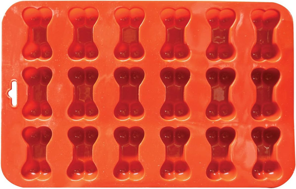 Mini Dog Bone Silicone Mold, 18-Cavity Orange Bone Shaped Mold for Homemade Dog Treats, Chocolate, Candy, Gummies, Fondant, Ice Cubes, Soap, Wax Melts and DIY Crafts