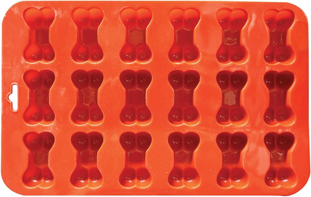 Mini Dog Bone Silicone Mold, 18-Cavity Orange Bone Shaped Mold for Homemade Dog Treats, Chocolate, Candy, Gummies, Fondant, Ice Cubes, Soap, Wax Melts and DIY Crafts
