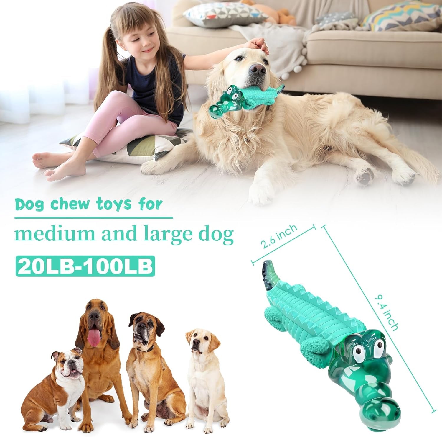 Large Dog Chew Toys for Aggressive Chewers： Almost Indestructible Dog Toy to Keep Them Busy & Reduce Boredom-Gift Toys for Small Medium, Large Breed