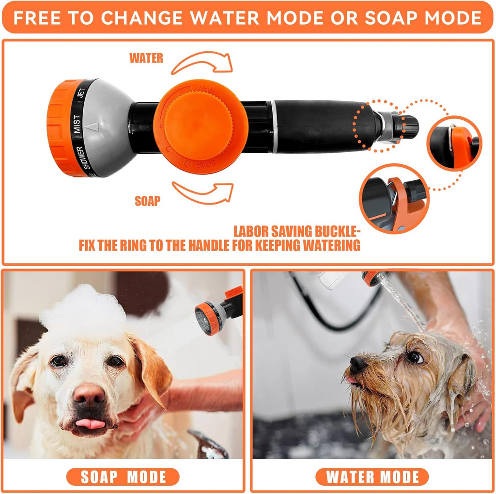 Dog Washing Hose Attachment, Dog Shower Attachment Hose Nozzle Foam Sprayer | Garden Hose Sprayer Nozzle with Soap Dispenser, Dog Hose Attachment with Shower Hose Adapter for Indoor Outdoor Pet Shower