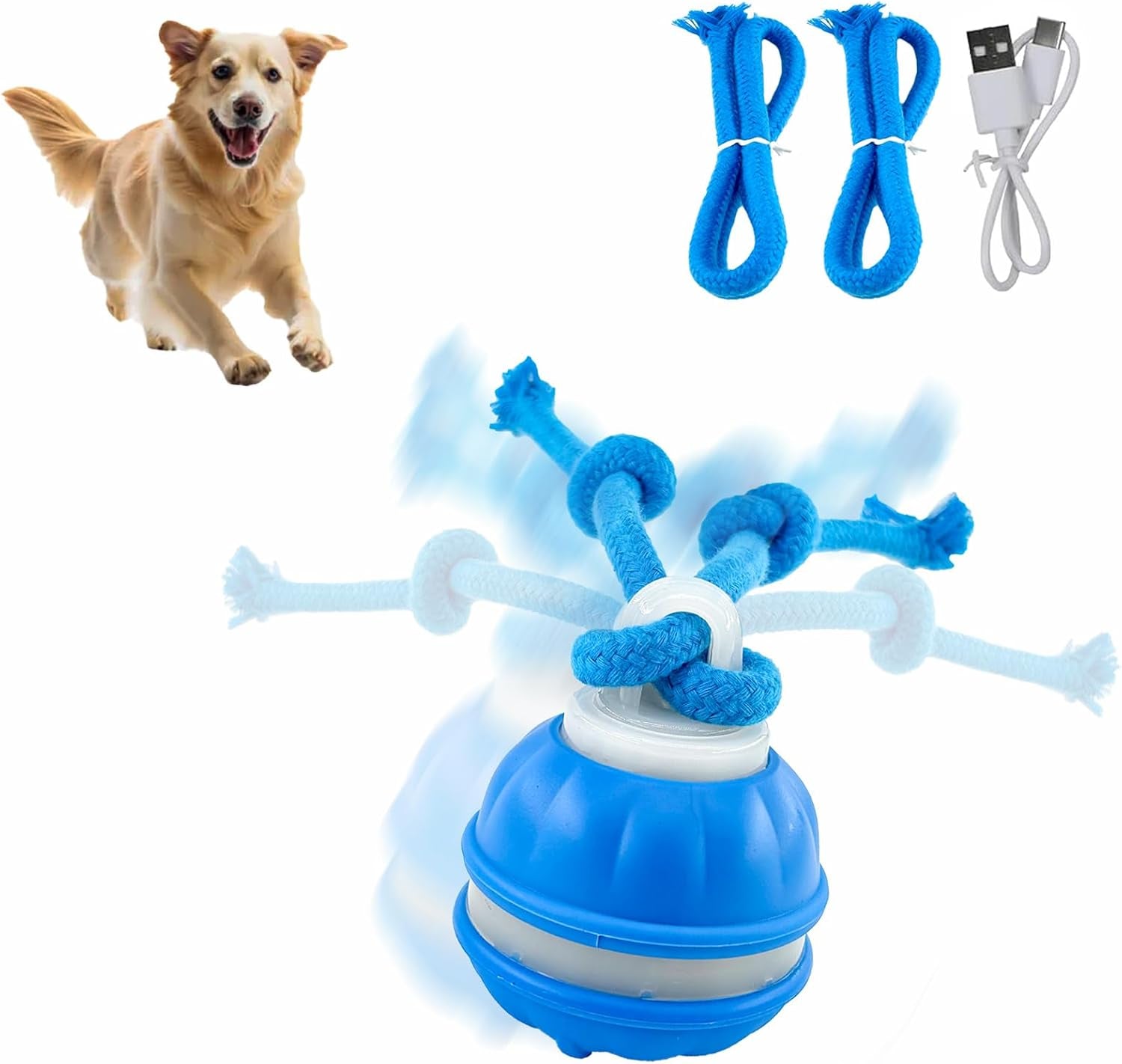 2Paks Interactive Dog Toys，Peppy Pet Ball for Dogs，Motion Activate Rolling Ball for Puppy/Medium Dogs，Active Rolling Dog Bal L Wicked Bal L for Daily Training, Dog Toys to Keep Them Busy(Blue&Orange)