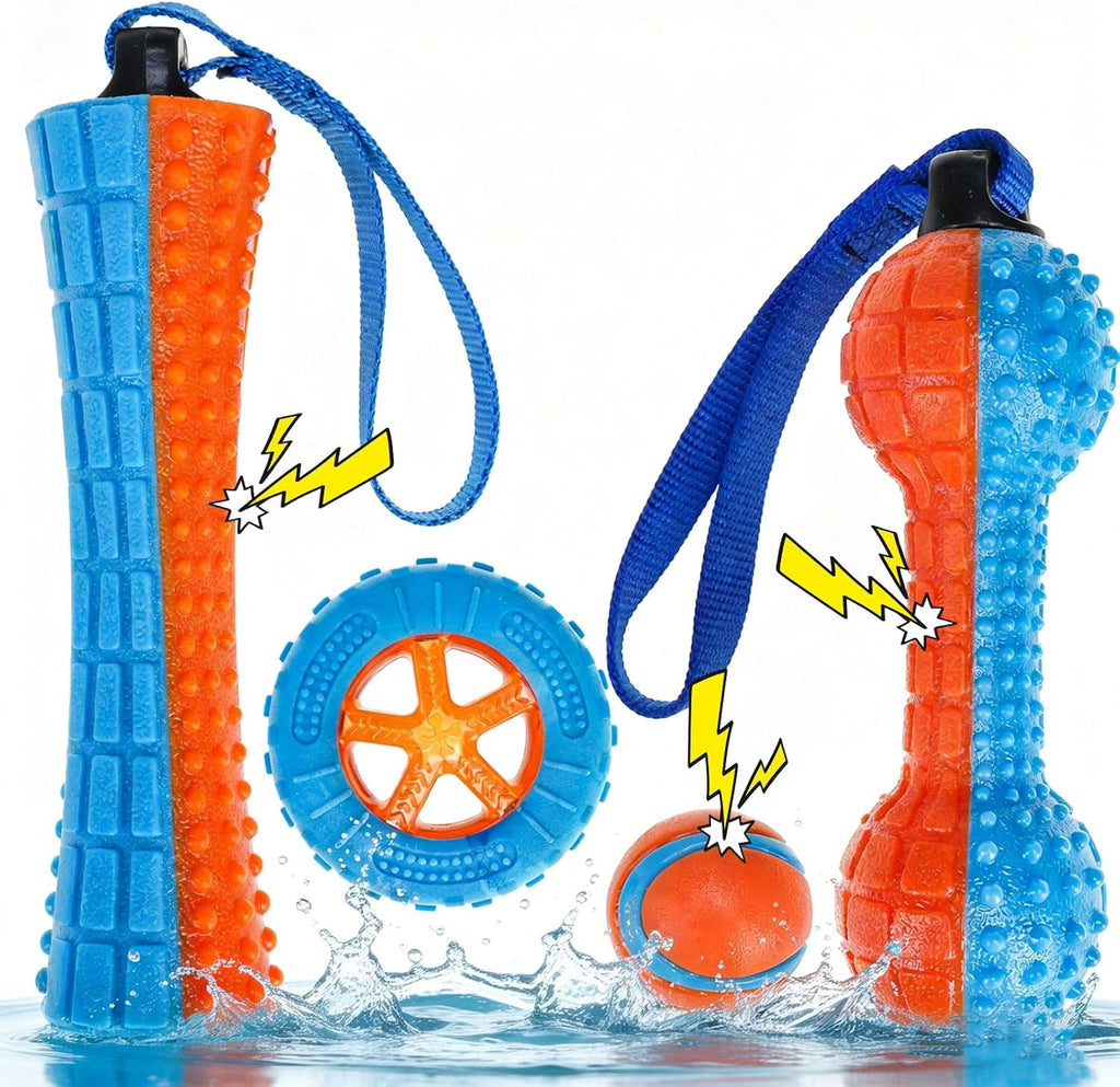 Floating Dog Water Pool Toys - 4 Pack Interactive Water Retrieving Fetch Speaky Chew Toy for Small Medium Large Dogs, Durable Dog Chew Toys for Summer Essentials Outdoor Beach Yard
