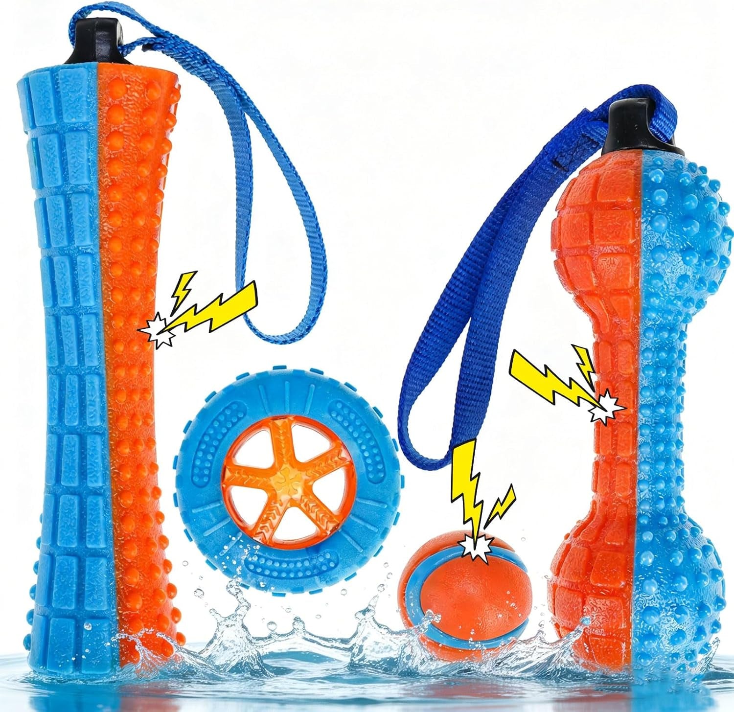 Floating Dog Water Pool Toys - 4 Pack Interactive Water Retrieving Fetch Speaky Chew Toy for Small Medium Large Dogs, Durable Dog Chew Toys for Summer Essentials Outdoor Beach Yard