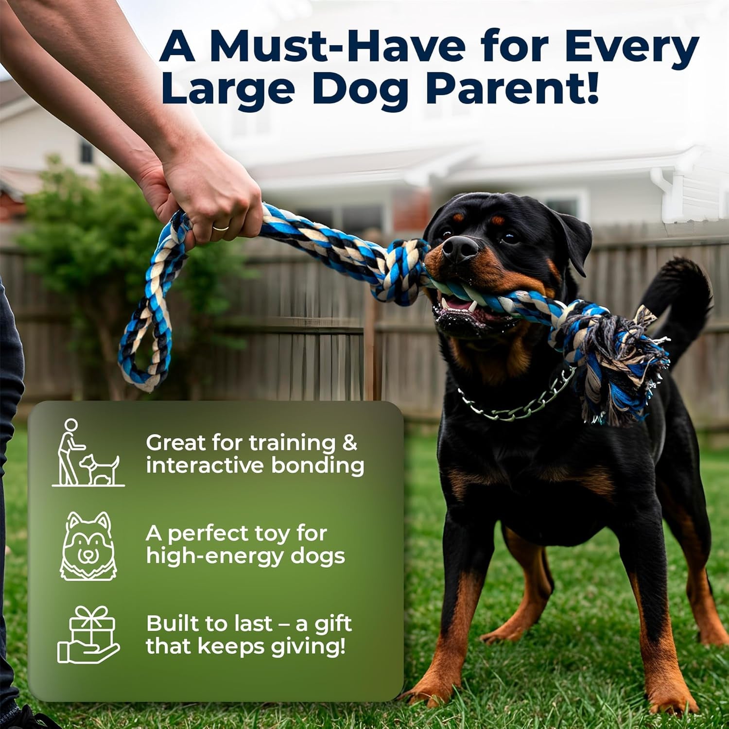 Large Dog Rope Toy for Large Dogs - 23.5" Dog Tug of War Toy - Durable Big Pull Rope for Aggressive Chewers & Teething Puppies