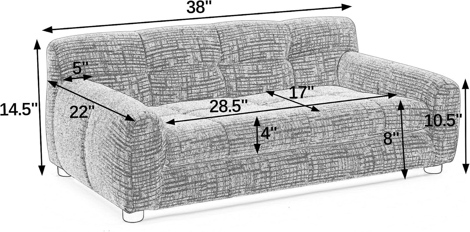 38" Dog Couch, Comfortable Dog Sofa Bed with Backrest and Armrests for Medium and Large Dogs, Linen Cozy Soft Cushion Pet Bed,Dark Gray
