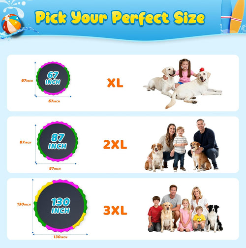 67” Non-Slip Splash Pad for Kids & Dogs, round Outdoor Water Sprinkler Pad, 0.5Mm Thickened Tear-Resistant PVC, Kids Water Toy & Dog Pool for Backyard Summer Fun