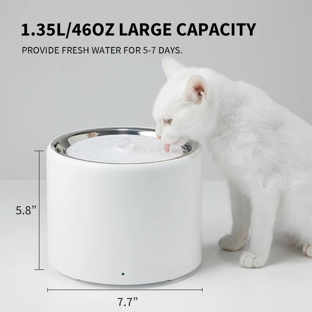 Pet Fountain,Cat Water Fountain,Stainless Steel Cat Dog Water Fountain with Wireless Pump,App Control, Ultra Quiet & LED Indicator