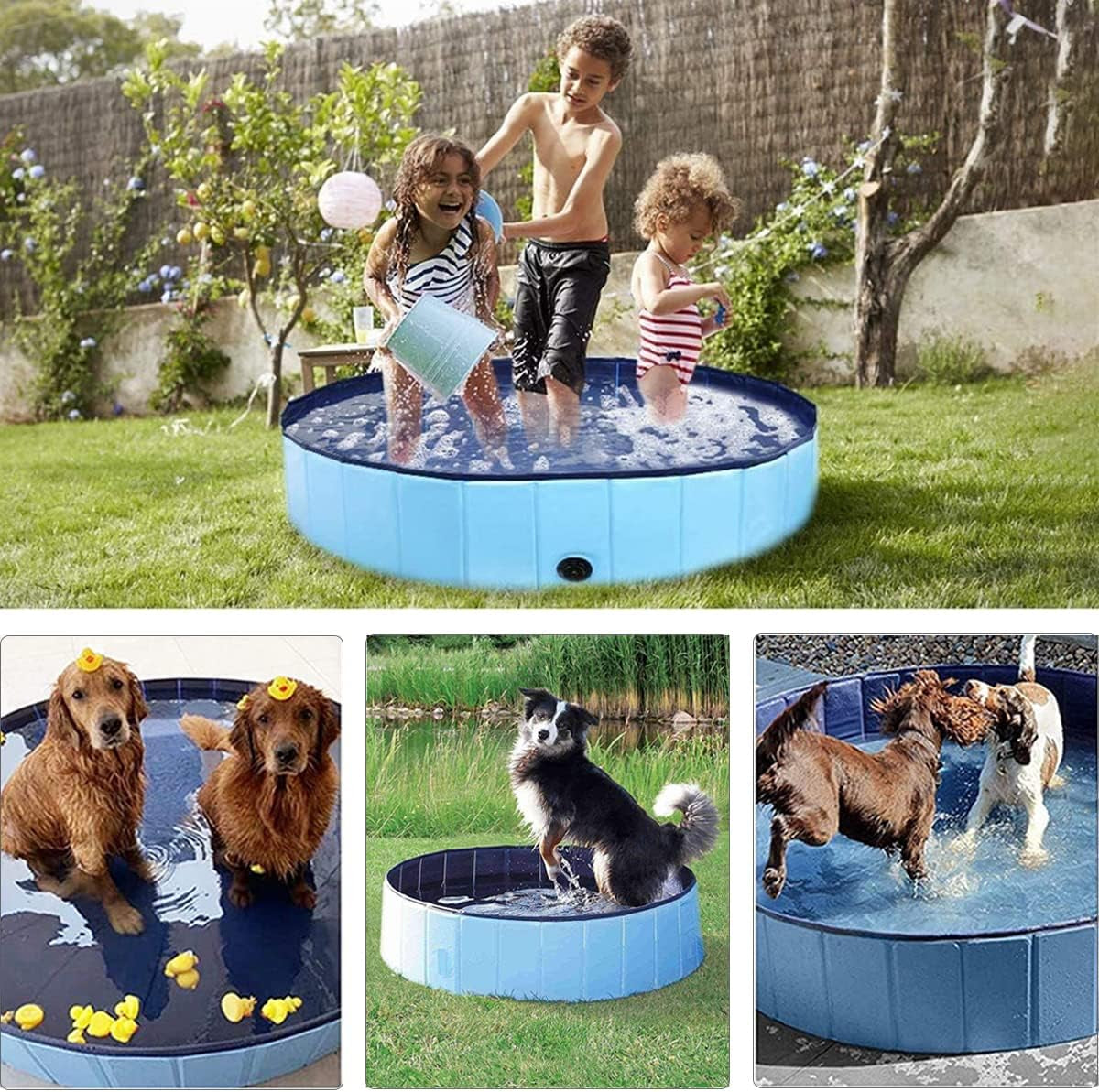 Dog Pool Foldable Dog Pool Pet Pool Swimming Pool Portable Suitable for Indoor and Outdoor Use (40X12In)