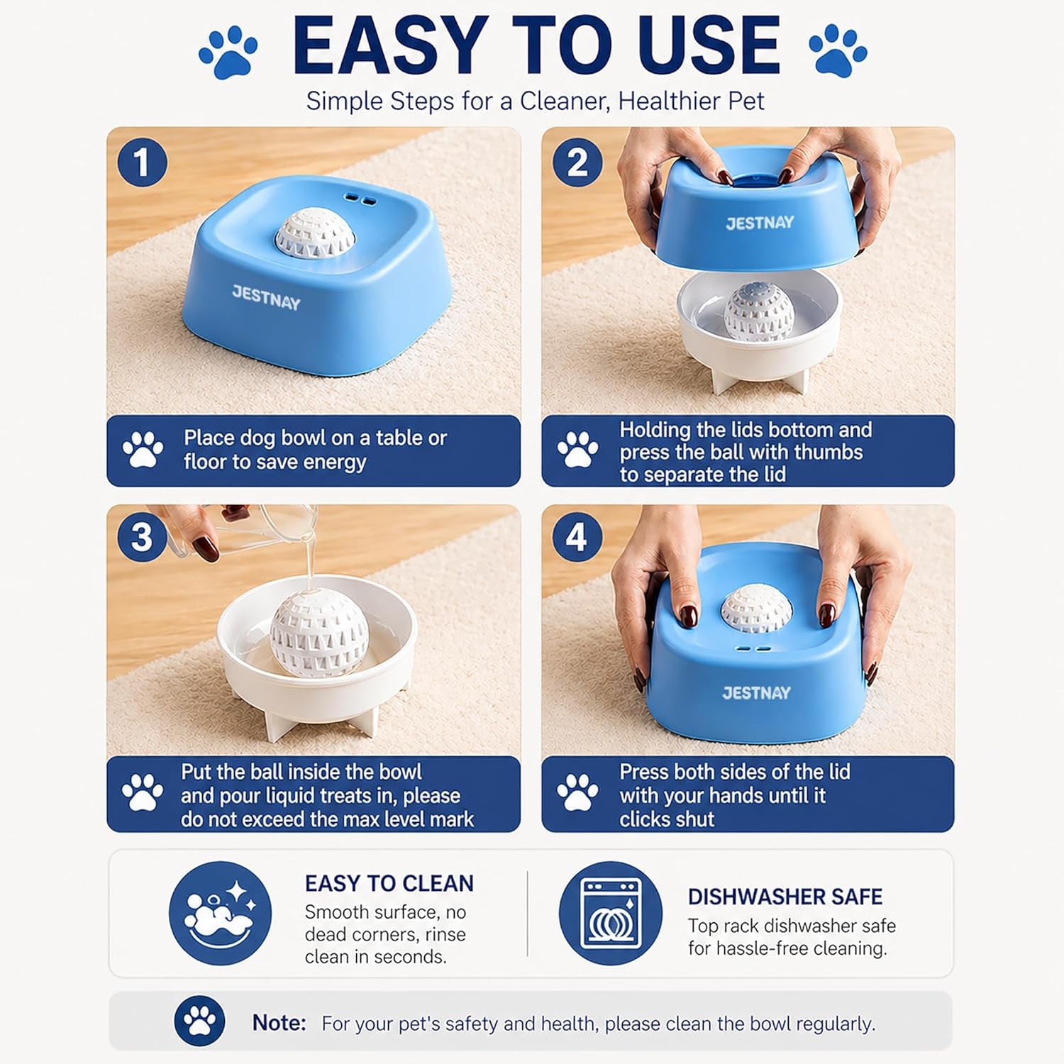 Dog Lick Mat & Slow Feeder Bowl Combo, Enrichment Toy with Puzzle Dome, 4-Texture Silicone Licking Mat for Anxiety Relief, Slow Feeding, Boredom Buster with Cleaning Brush & Silicone Spatula (Blue)