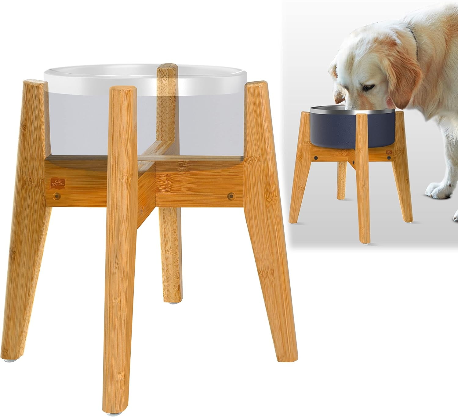 Dog Bowl Stand (12-Inch High) - Ideal for Large Breeds, Adjustable, Elevates, Raises Pet Food Feeders, Water Dishes, Fountains - (Bowls Not Included)