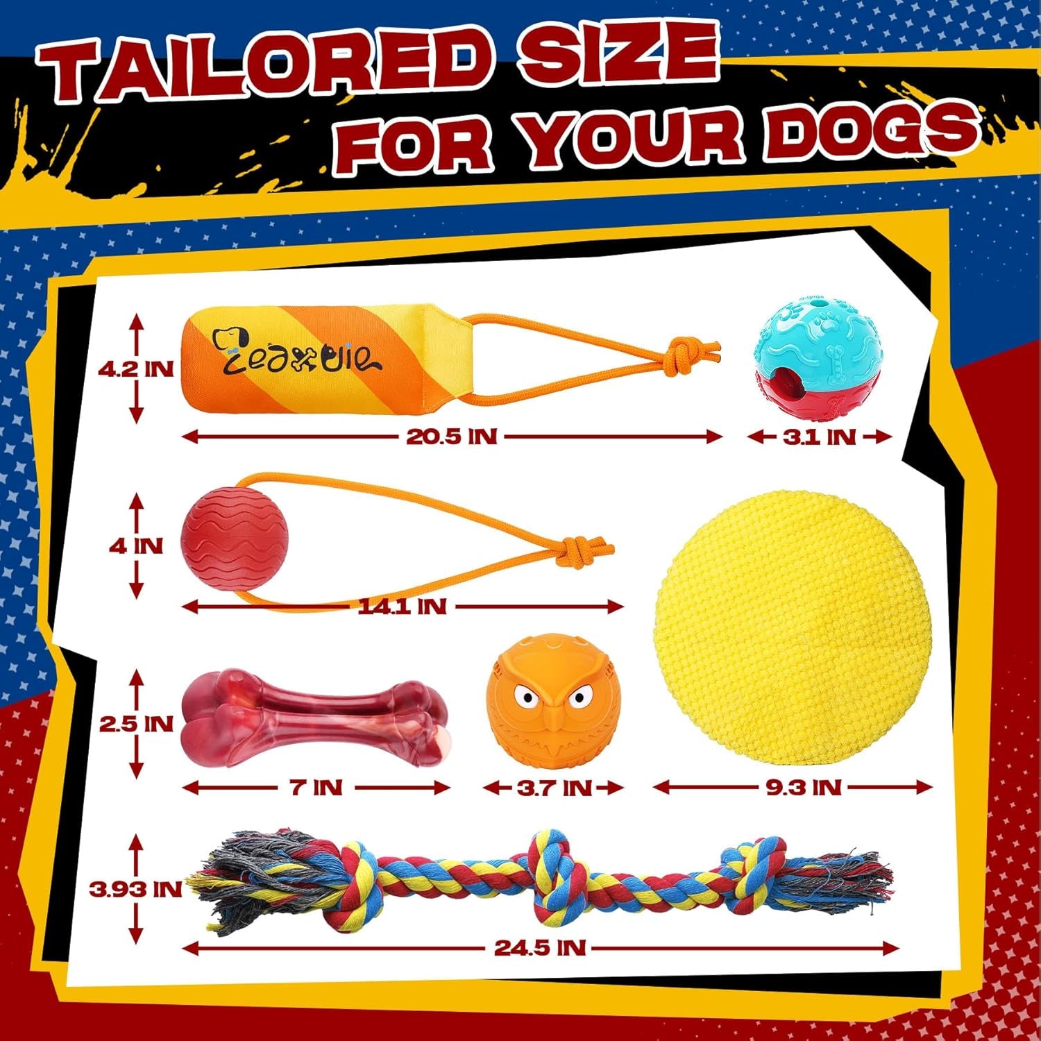 12 Pack Heavy Duty Various Dog Chew Toys Pack for Aggressive Chewers - Includes Large Rope Toys, Squeaky Toys & Indestructible Chew Bone for Medium, Large & X-Large Dogs (For Powerful Chewers)