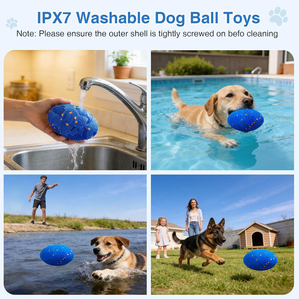 Interactive Dog Toy Balls, Pet Ball Toys Automatic Moving Bouncing and Rotating, Solid E-TPU Material, IPX7 Waterproof Active Rolling Balls for Small, Medium and Large Dogs(Vbleu)