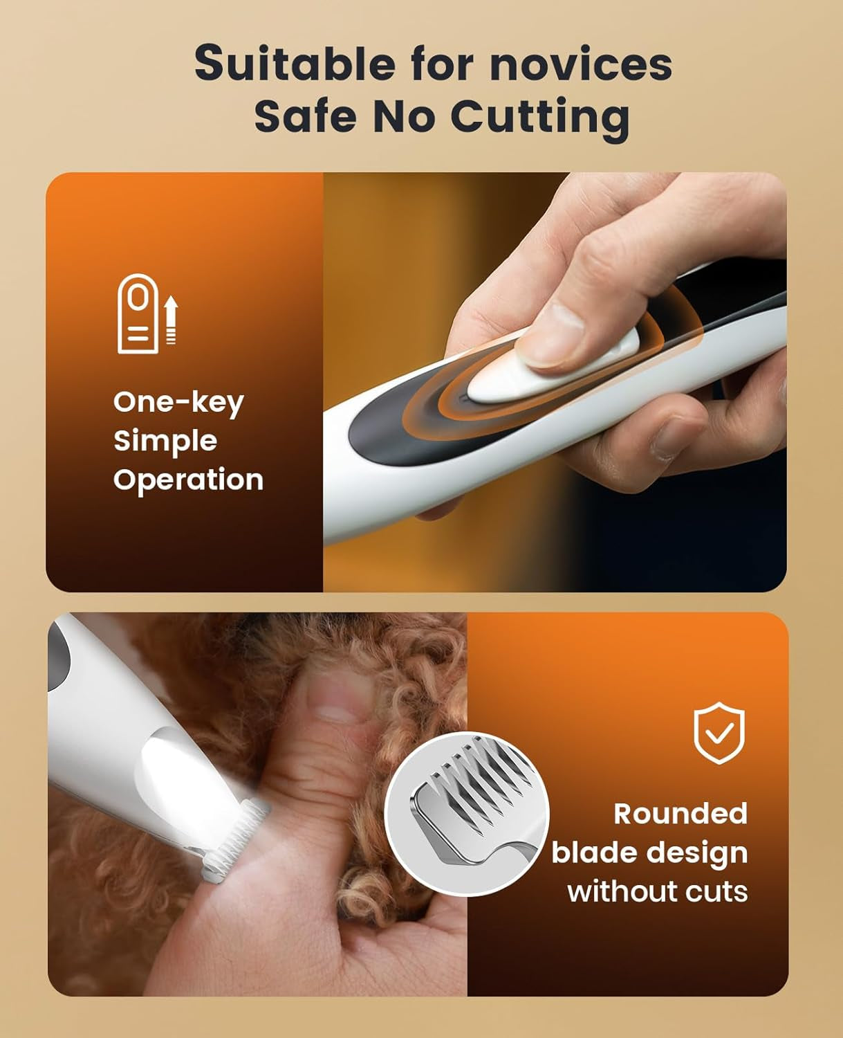 Low-Noise Dog Paw Trimmer with LED Light | 35Db Quiet, 0.8Inch Safe Blade for Paws, Ears, Face & Rump, Cordless, Pet Paw Grooming Clippers for Dogs & Cats