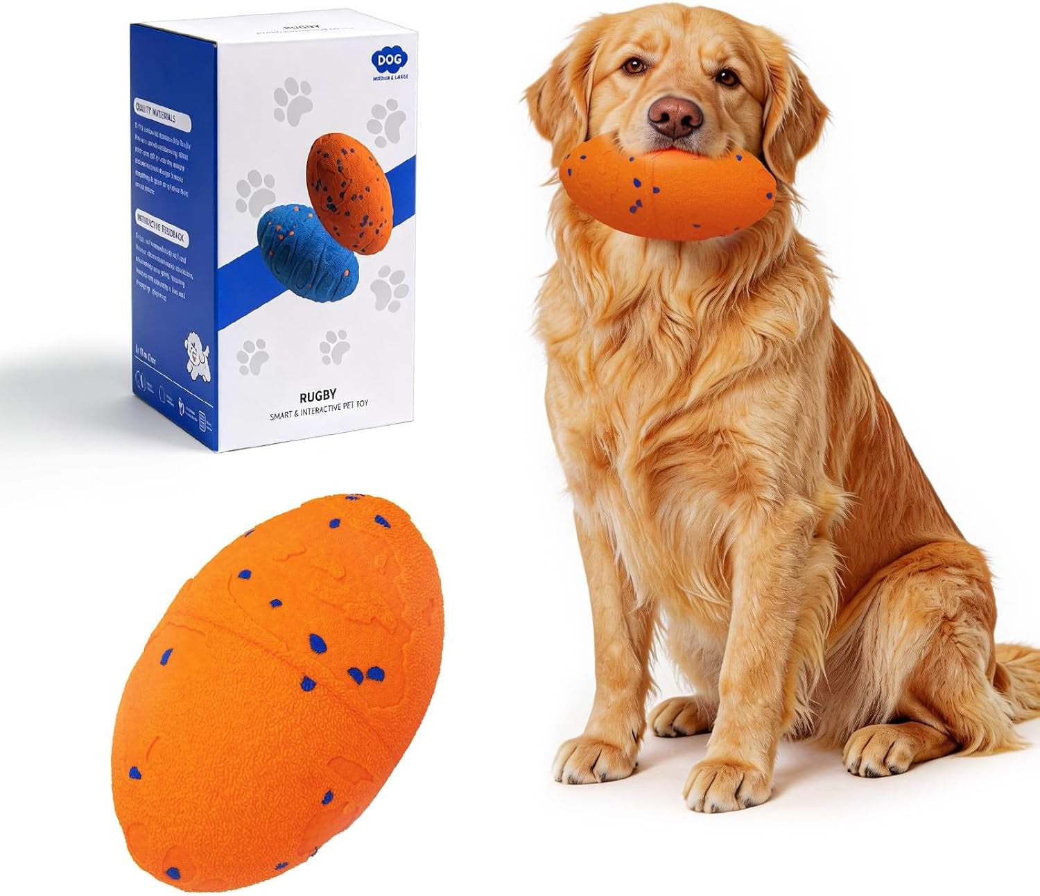 Interactive Dog Toy Balls, Pet Ball Toys Automatic Moving Bouncing and Rotating, Solid E-TPU Material, IPX7 Waterproof Active Rolling Balls for Small, Medium and Large Dogs(Vbleu)